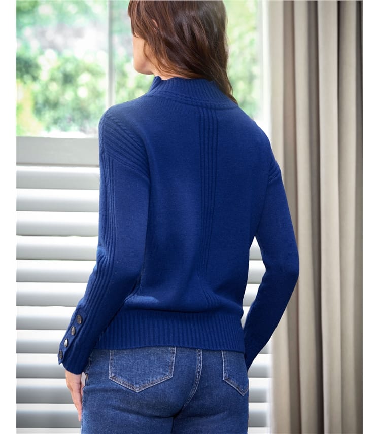 Wool Cashmere Button Sleeve Sweater