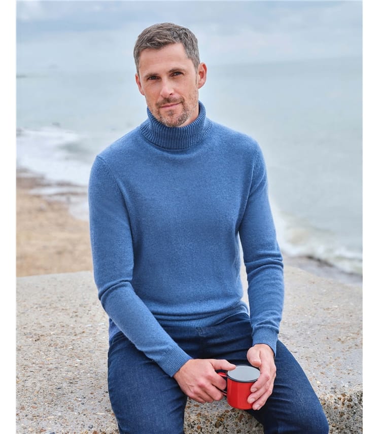 Cashmere and Merino Polo Neck Jumper