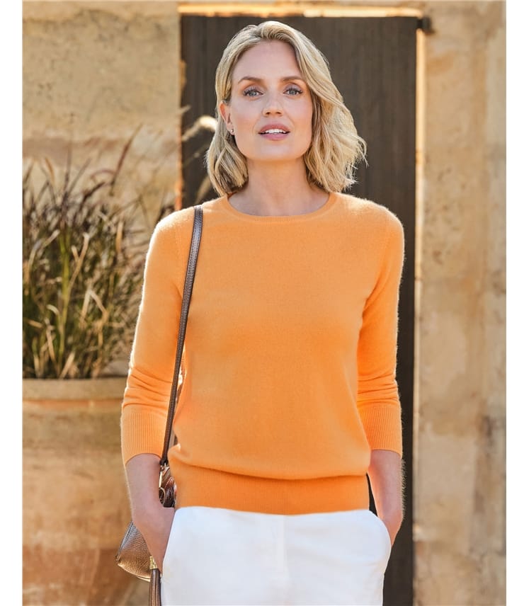 Apricot | Cashmere Crew Neck Sweater | WoolOvers US