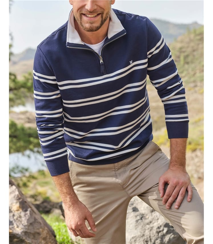 Sweat-shirt à col zippé - Homme - Coton bio