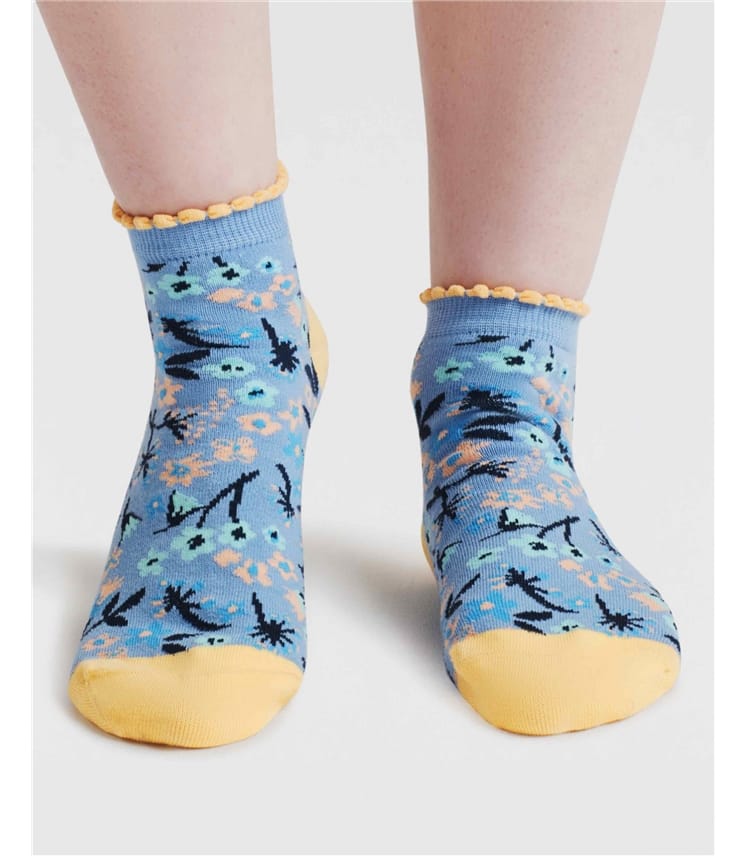 Daisy Ditsy Floral Chaussettes à la cheville en coton biologique pour femmes