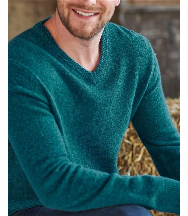 Mens Lambswool V Neck Jumper
