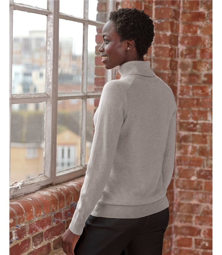Womens Cashmere Polo Neck Sweater