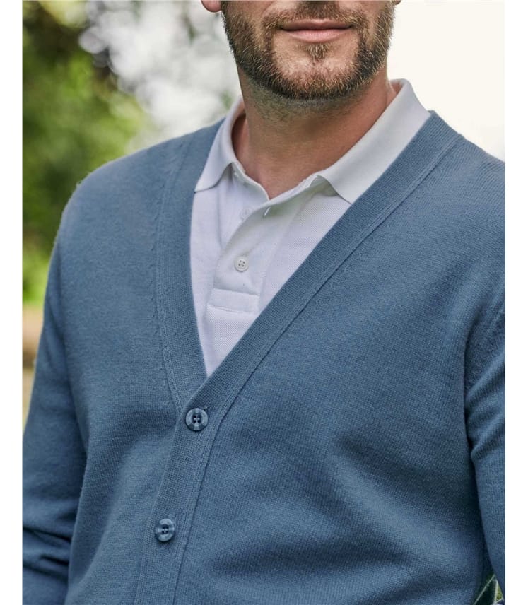 Mens Lambswool V Neck Cardigan
