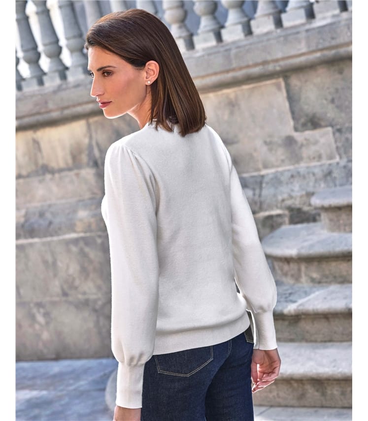 All Needle Button Shoulder Sweater