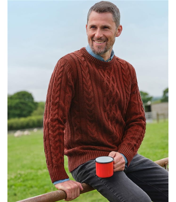 Pullover mit Aranmuster aus reiner Wolle für Herren