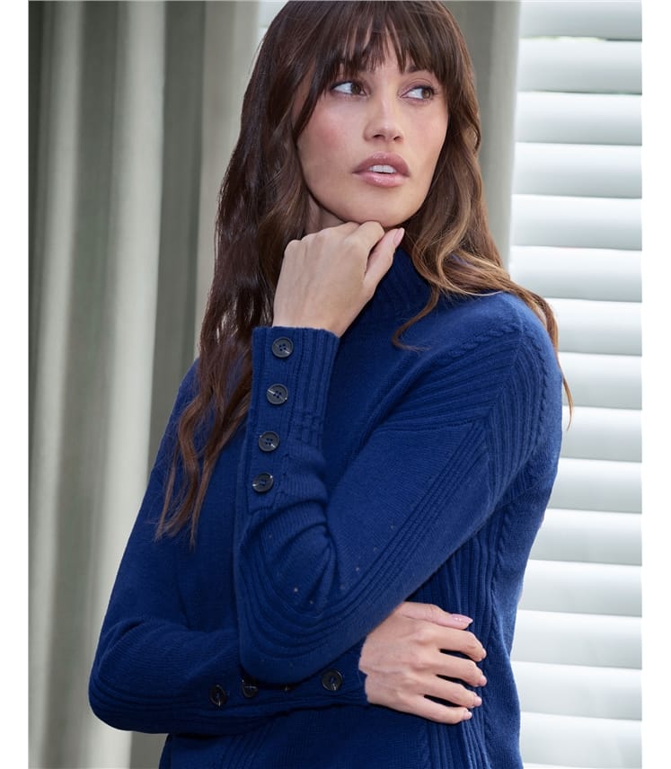 Wool Cashmere Button Sleeve Sweater