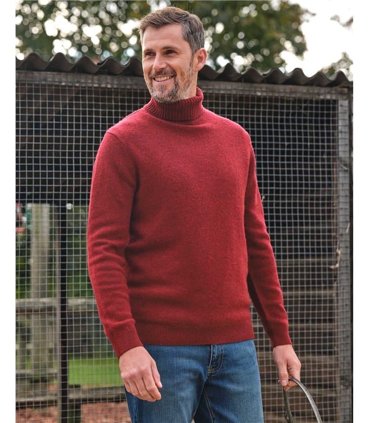 Mens Lambswool Polo Neck Jumper