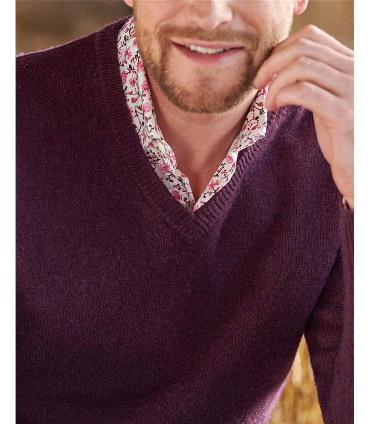 Mens Lambswool V Neck Jumper