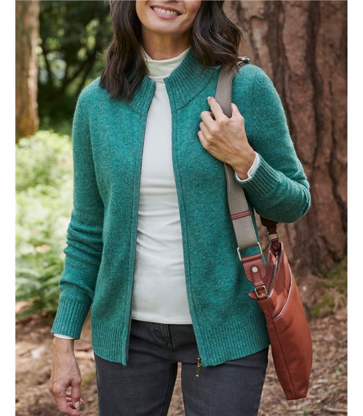 Lambswool Zip Thru Cardigan