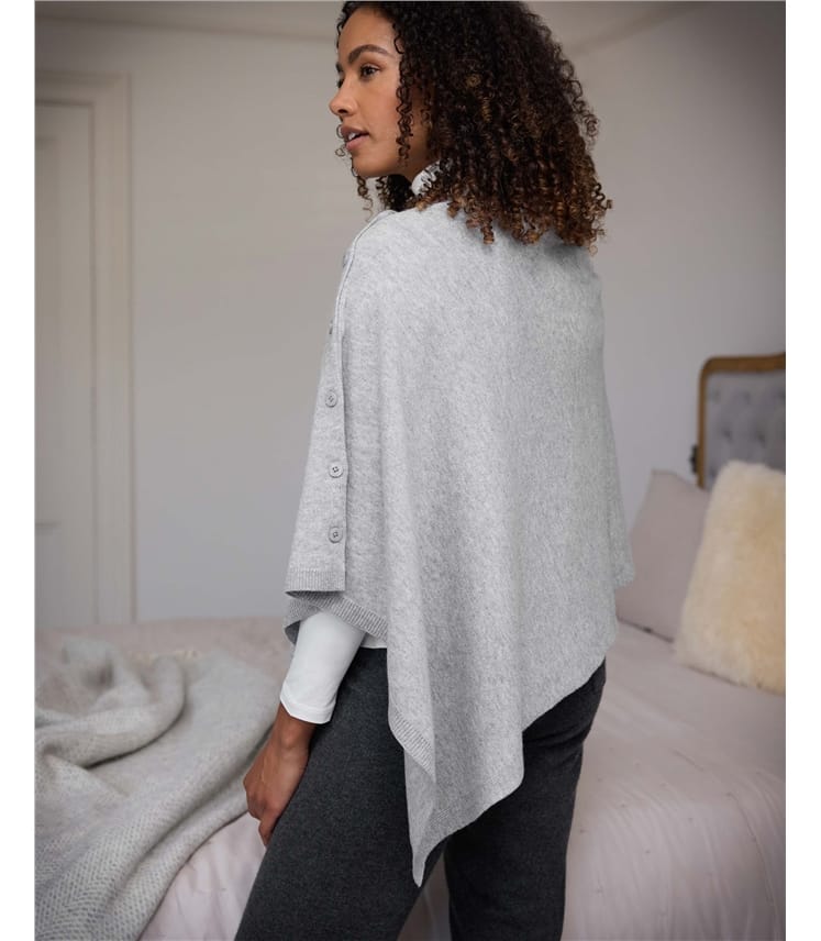 Cashmere Merino Blend Button Poncho