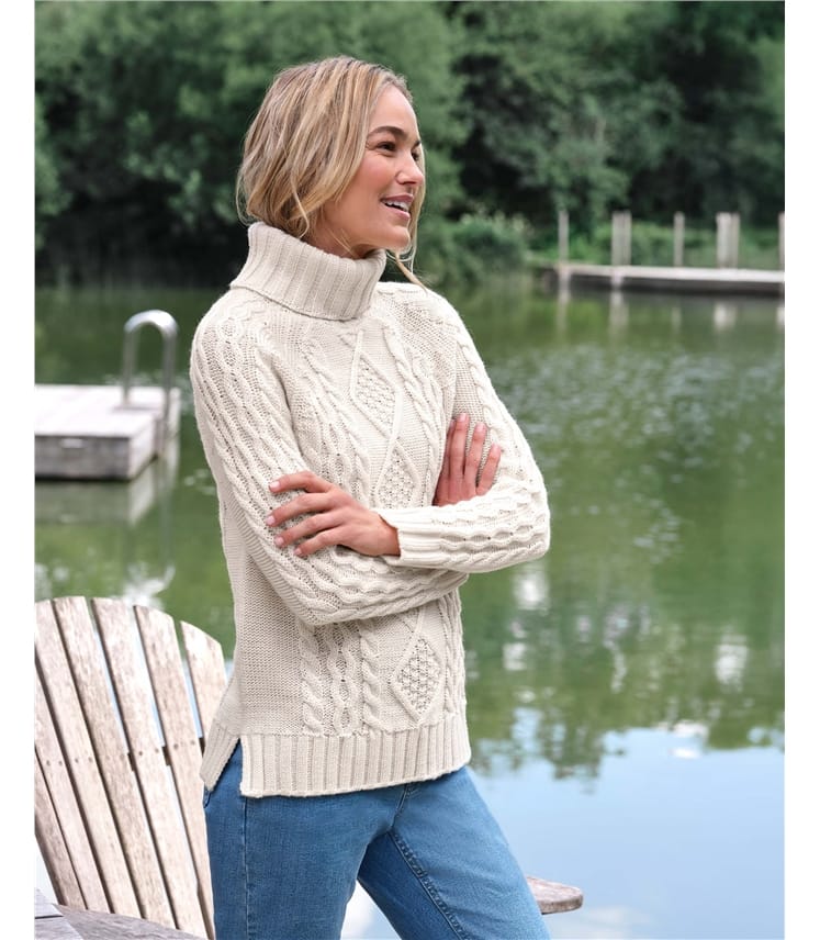 Pull irlandais à col roulé - Femme - Pure Laine