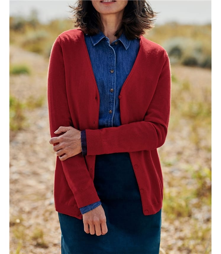 Cashmere Merino Classic V Neck Cardigan