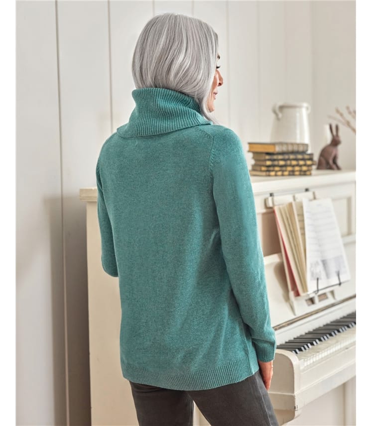 Cashmere And Merino Long Sleeve Cowl Neck Jumper