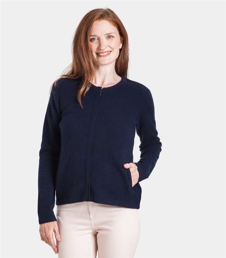 Navy Womens Zip Jacket Cardigan WoolOvers AU