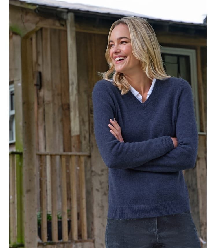 Pull à col V - Femme - Laine d’agneau certifiée 100% RWS