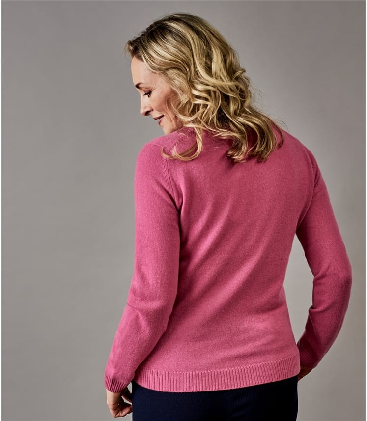 Peony Pink | Womens Pure Cashmere Crew Neck Jumper | WoolOvers AU