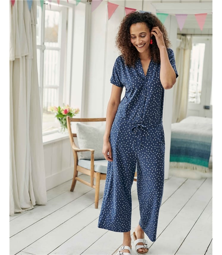 Cotton Button Through Jumpsuit