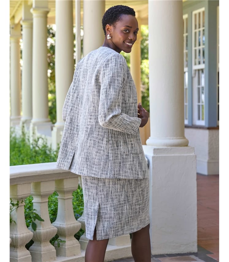 Cotton Blend Longline Collarless Jacket
