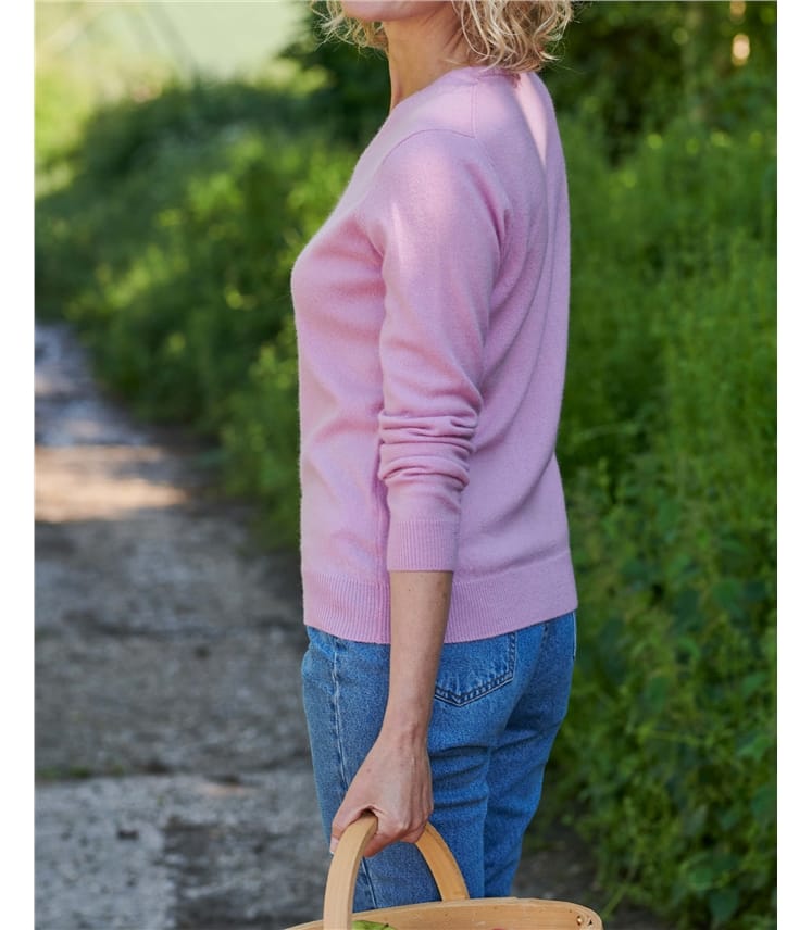 Pullover mit V-Ausschnitt aus Merinowolle und Kaschmir für Damen