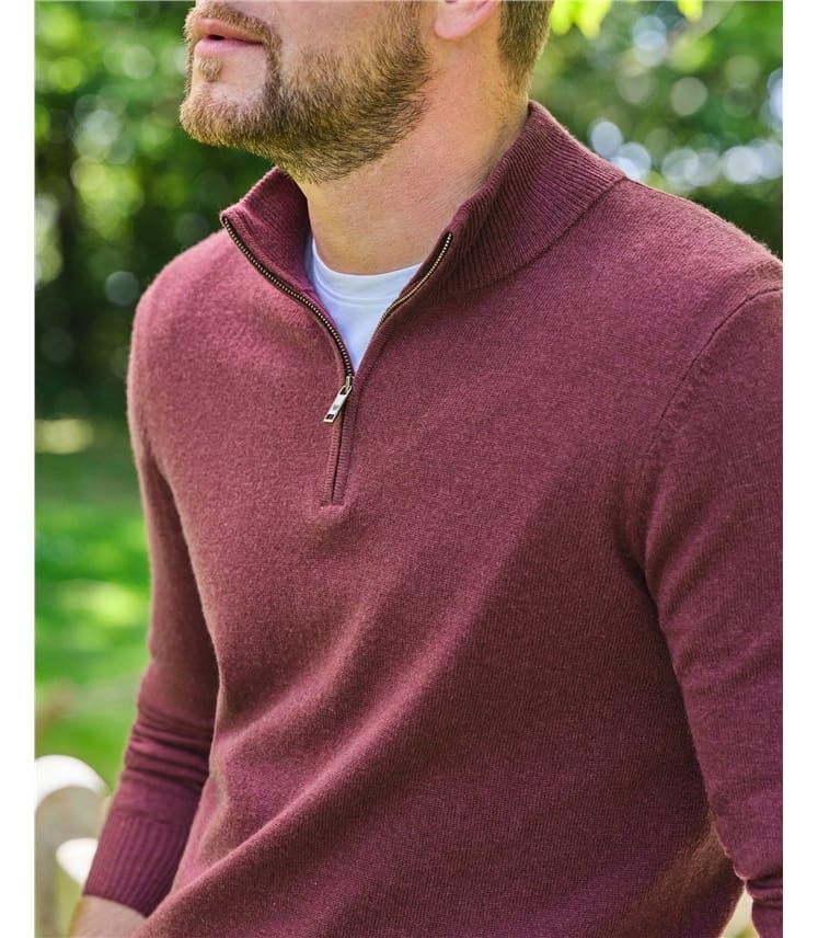 Pull à encolure zippée - Homme - Cachemire & Mérinos