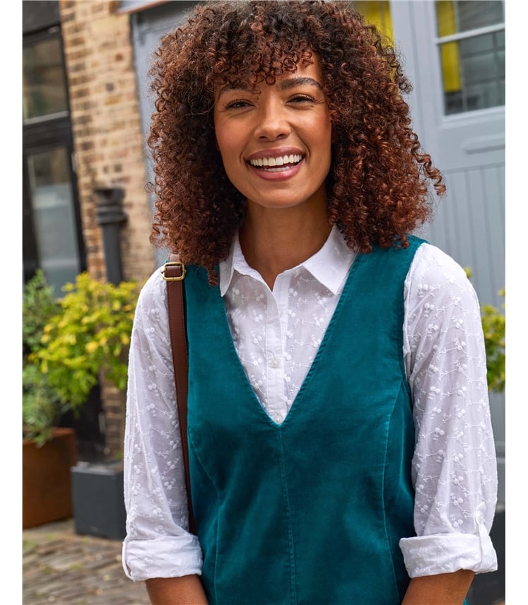 Robe chasuble à col en V en velours stretch