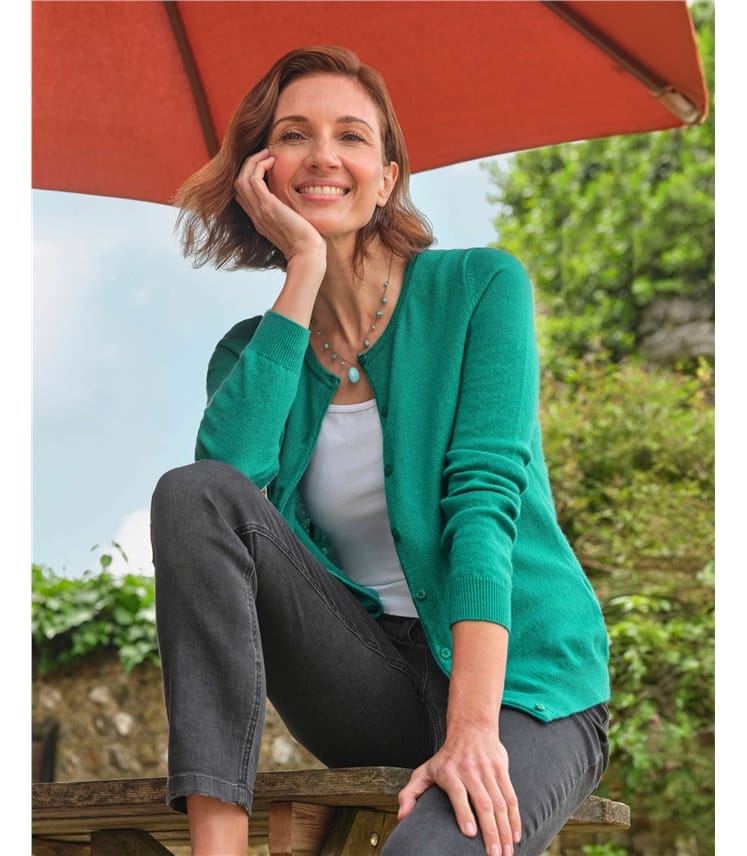 Cashmere Merino Crew Neck Cardigan