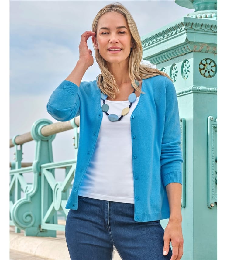 Cardigan classique à col V- Femme - Cachemire & Mérinos