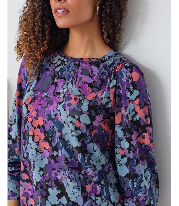 Garnet Lenzing™ EcoVero™ Floral Jersey Top