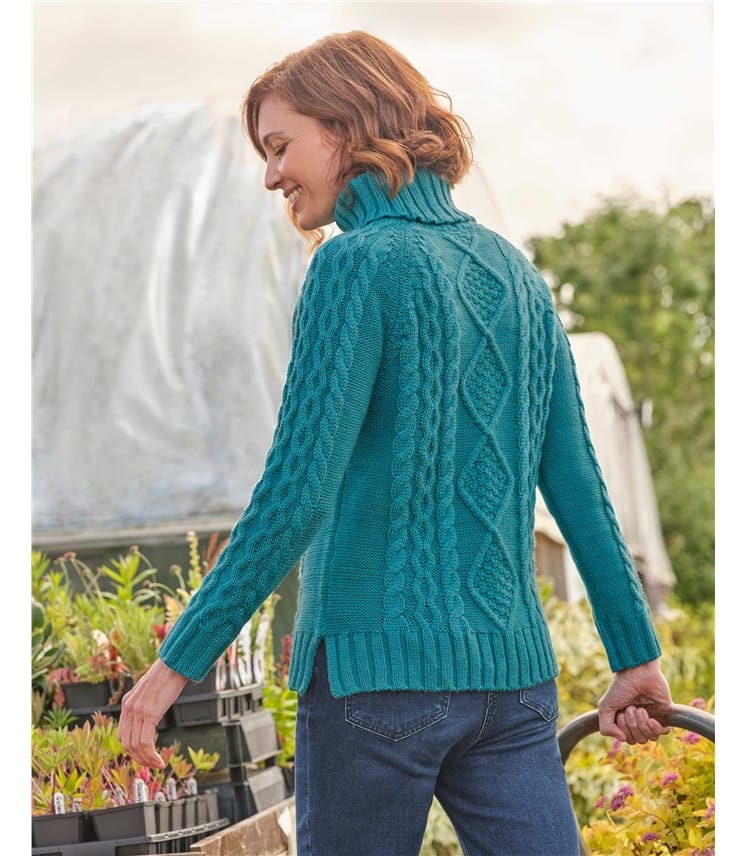 Pull irlandais à col roulé - Femme - Pure Laine