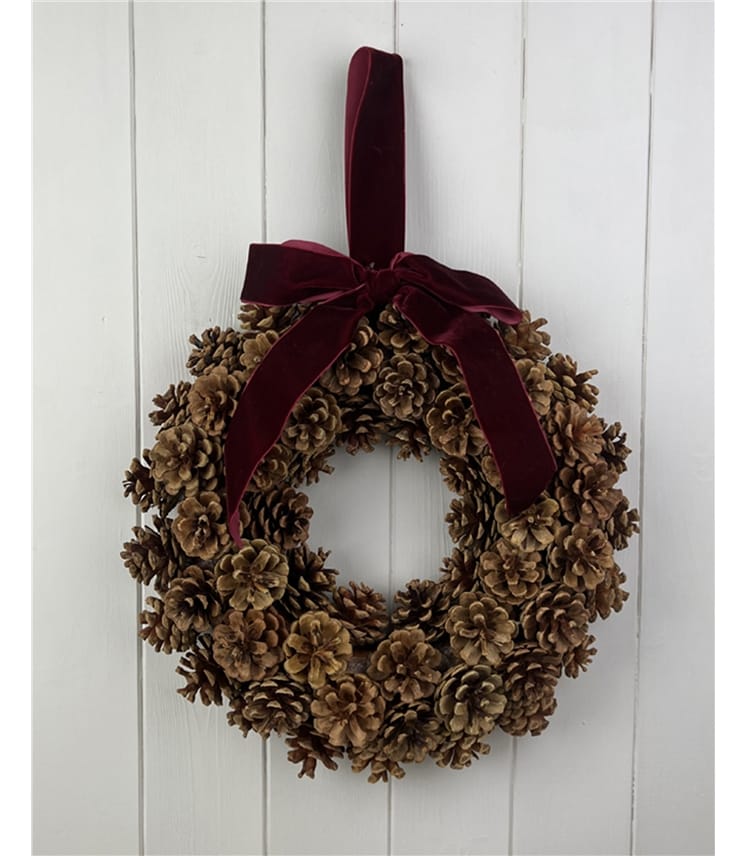 Large Pinecone Wreath With Bow