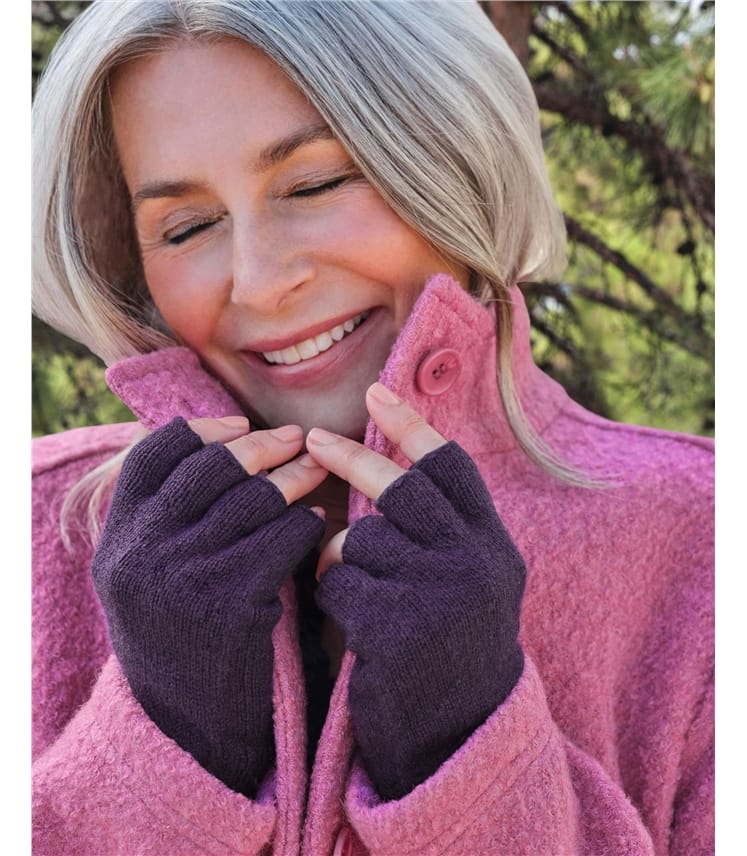 Fingerlose Handschuhe aus Lammwolle für Damen