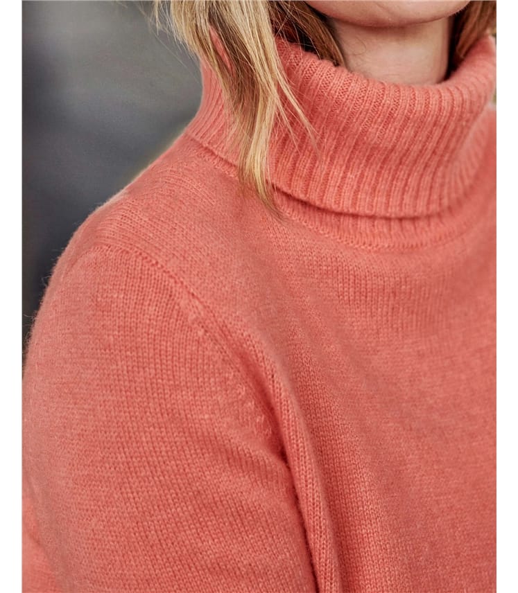 Rollkragenpullover aus Lammwolle für Damen