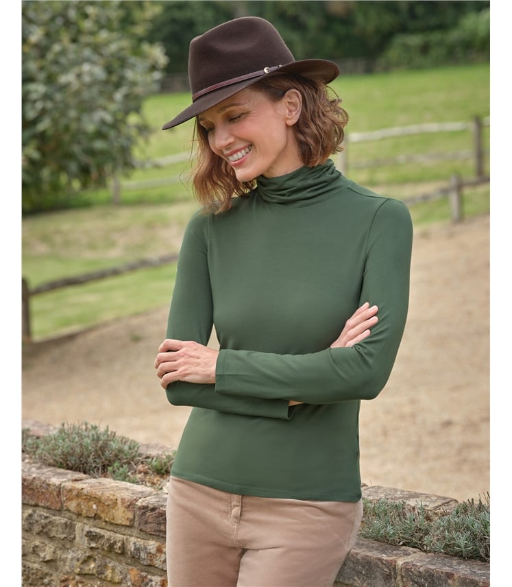 Jersey Slim Polo Neck Top
