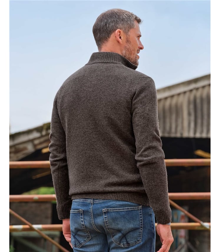 Pull à encolure zippée - Homme -Laine d’agneau certifiée 100% RWS