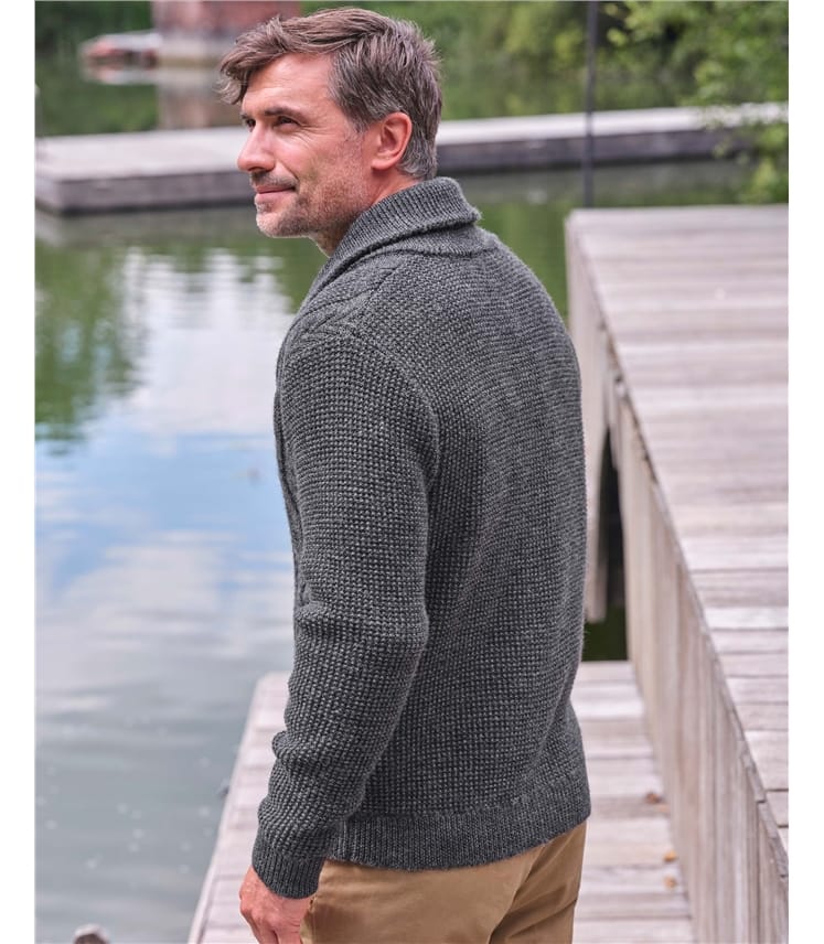 Cardigan à col châle en maille torsadée - Homme - Pure Laine d'agneau 