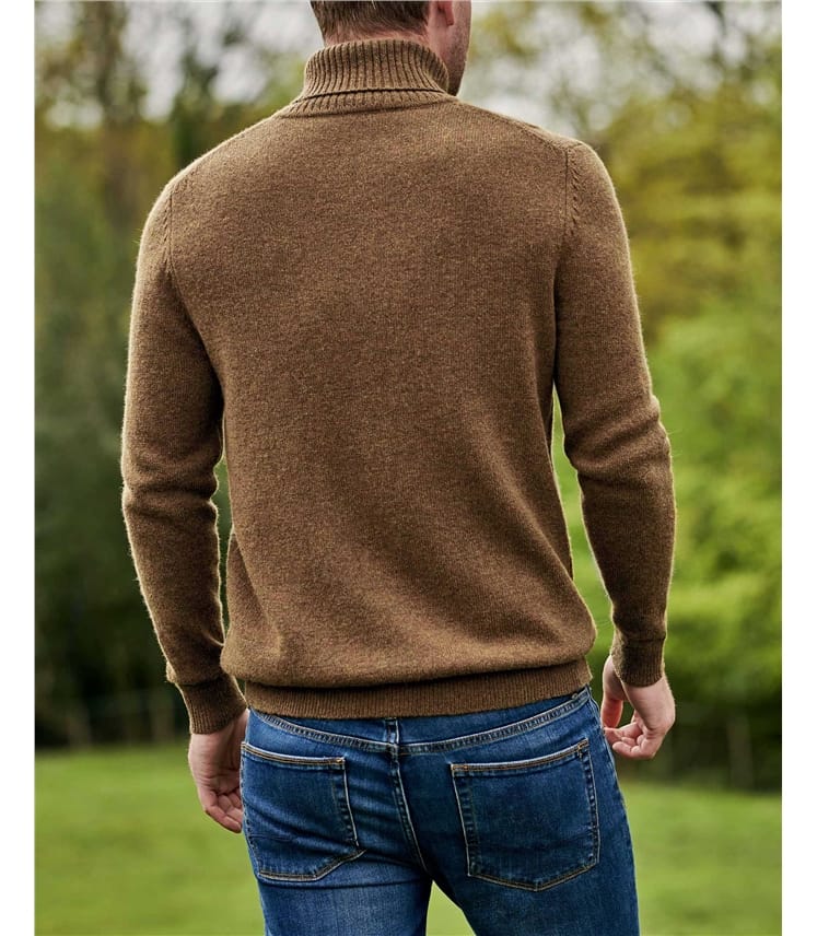 Mens Lambswool Polo Neck Jumper