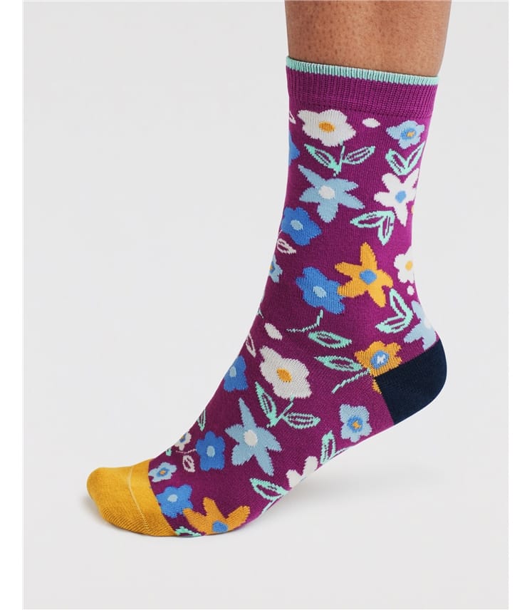 Sabra Flower Power Boîte cadeau de 4 chaussettes en bambou