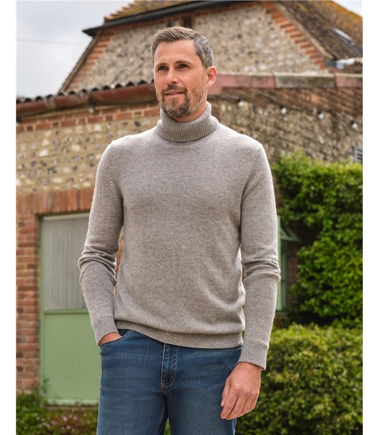 Cashmere and Merino Polo Neck Jumper