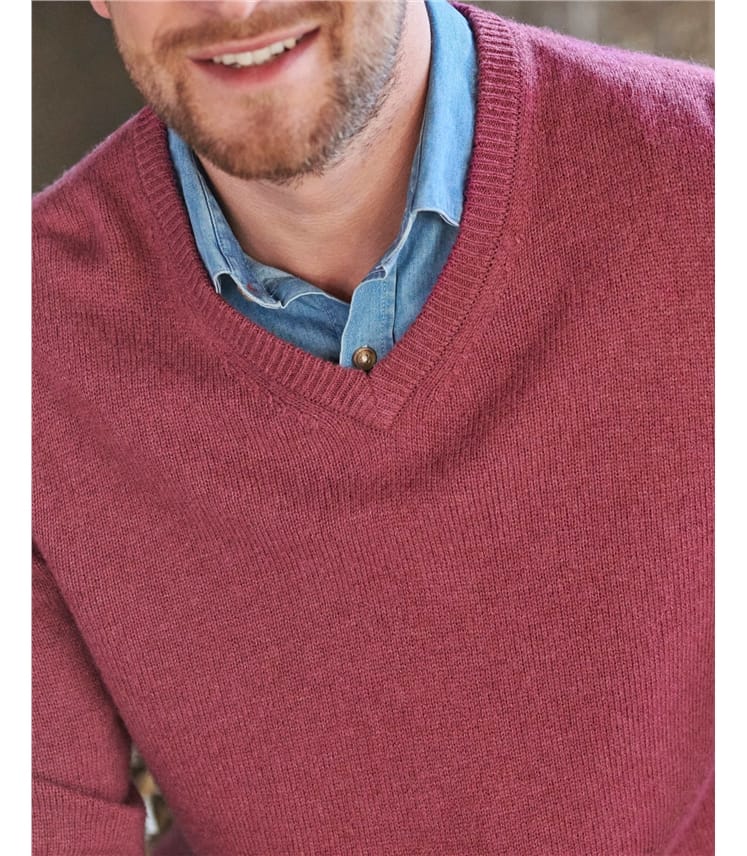 Mens Lambswool V Neck Jumper