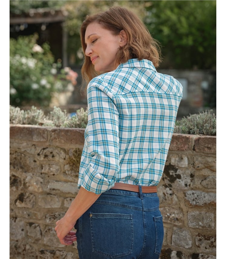 Chemise à col en coton brossé à carreaux