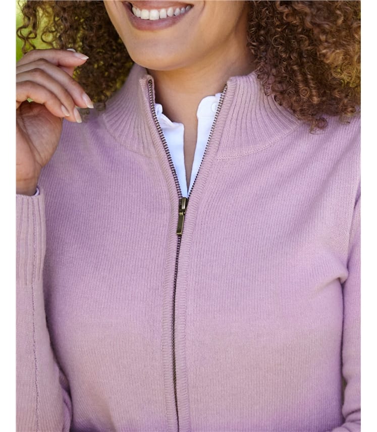 Strickjacke mit Reißverschluss aus Lammwolle für Damen