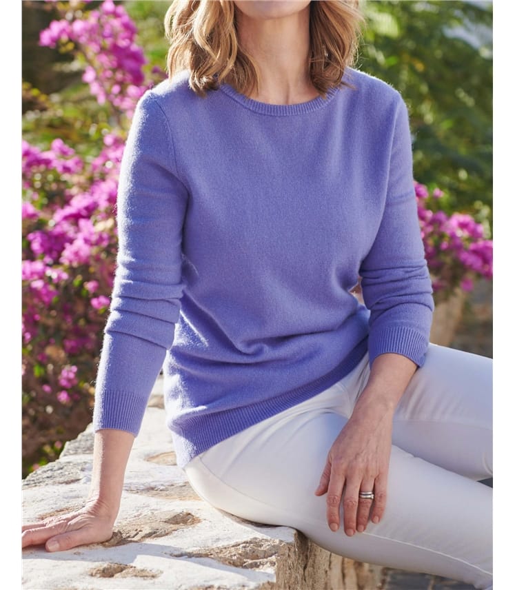 Pullover mit Rundhalsausschnitt aus Merinowolle und Kaschmir für Damen