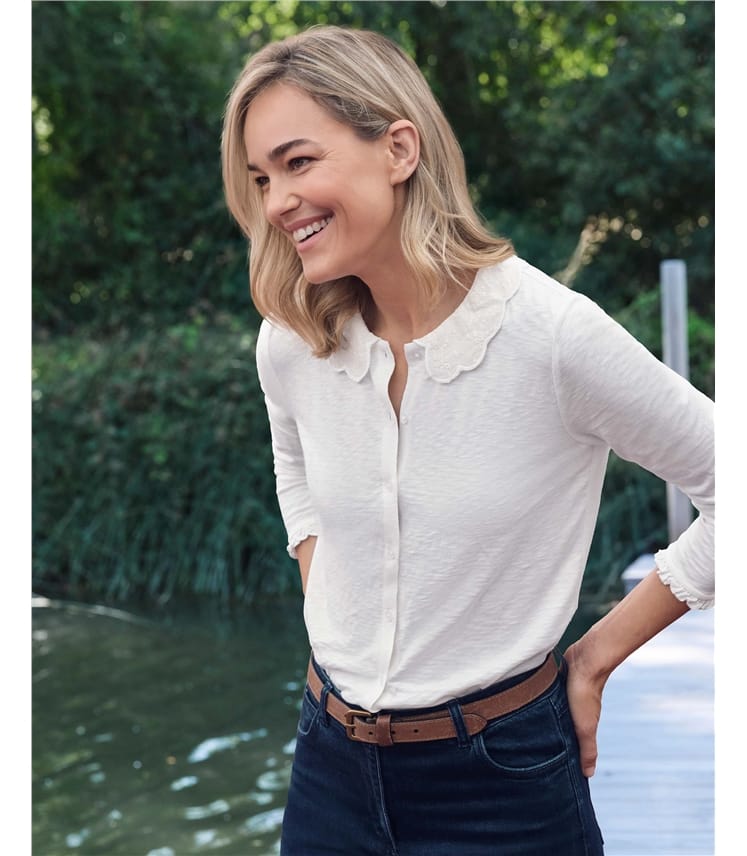 Top en jersey à collier pétale