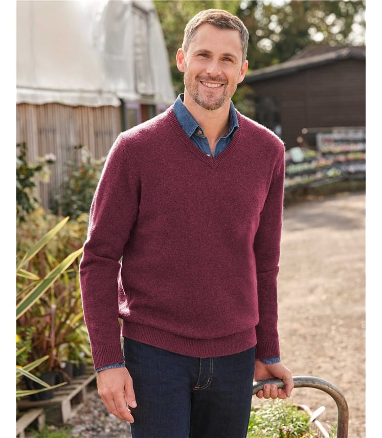 Mens Lambswool V Neck Jumper