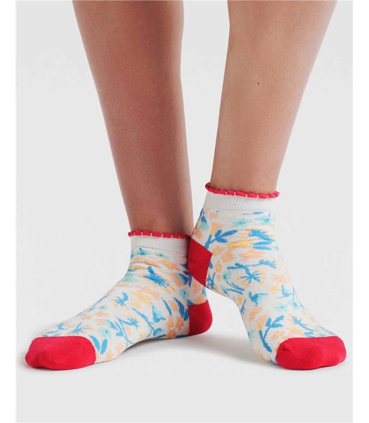 Daisy Ditsy Floral Chaussettes à la cheville en coton biologique pour femmes