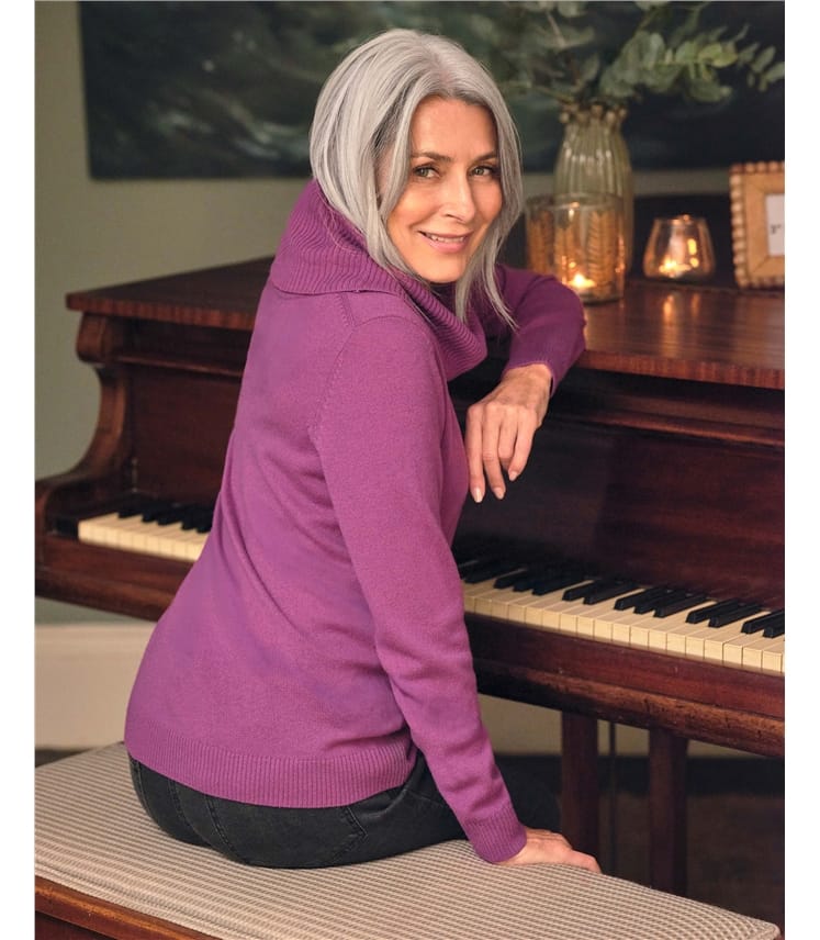 Cashmere And Merino Long Sleeve Cowl Neck Jumper