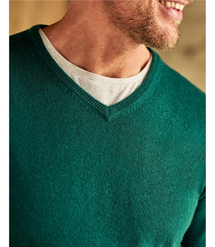 Lodenfrey Cashmere-Pullover in Grün für Herren Herren Bekleidung Pullover und Strickware V-Ausschnitt Pullover 