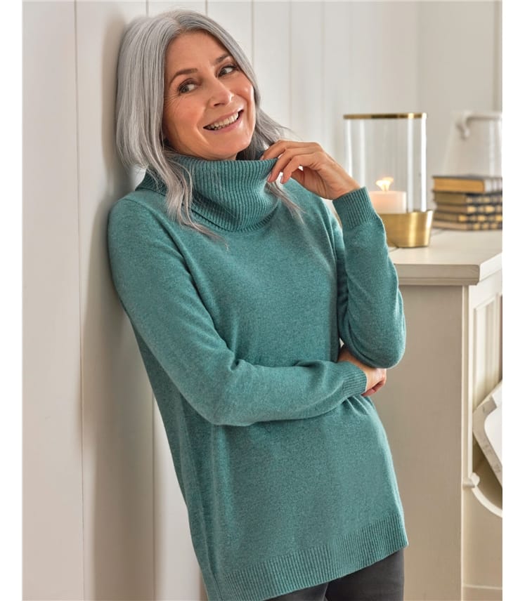 Cashmere And Merino Long Sleeve Cowl Neck Jumper