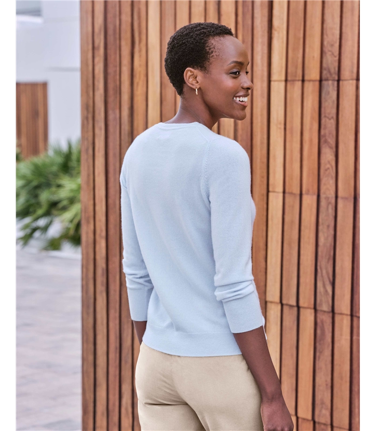  Kaschmir Strickjacke mit Rundhalsausschnit